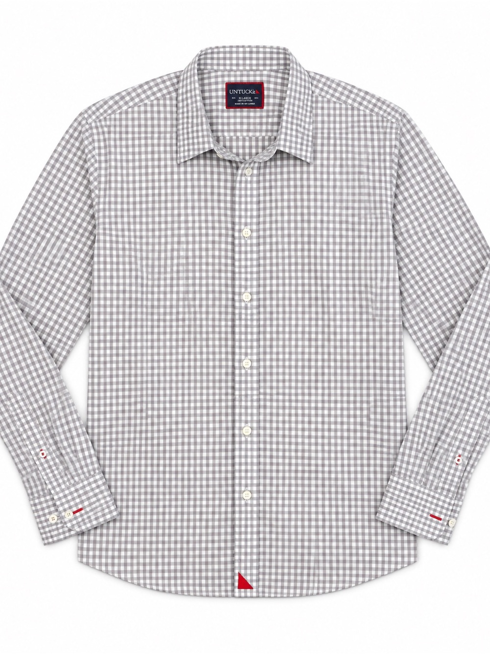 UNTUCKit Men's Gray Gingham Long-Sleeve Button-Down Shirt